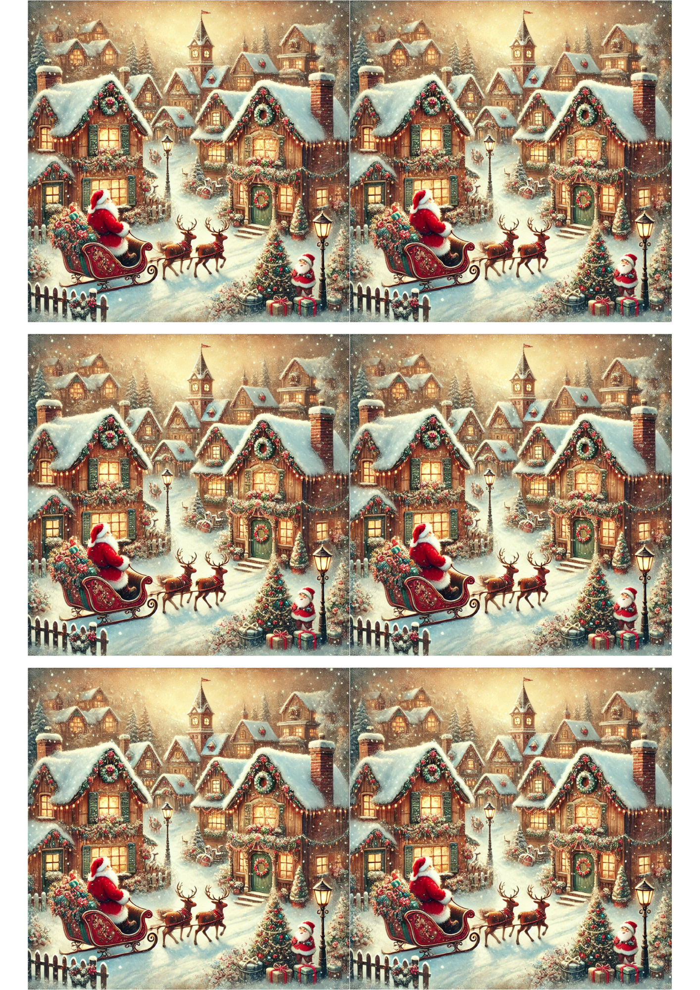 Papel de arroz para decoupage Papá Noel en el pueblo 2 Collage Cat. No. 2759