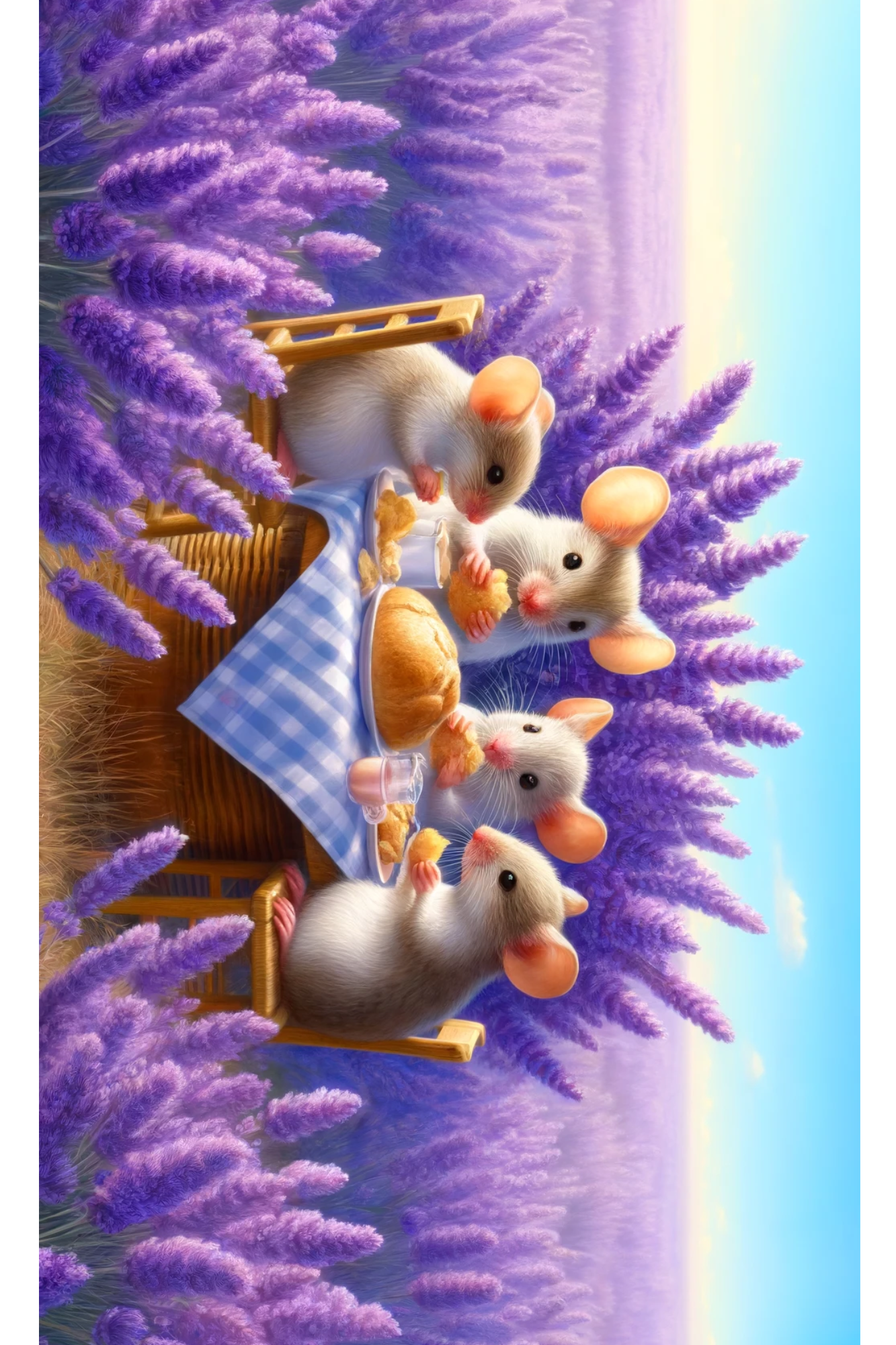 Papier de riz pour découpage Les souris dînent dans la lavande Cat. complet n° 212