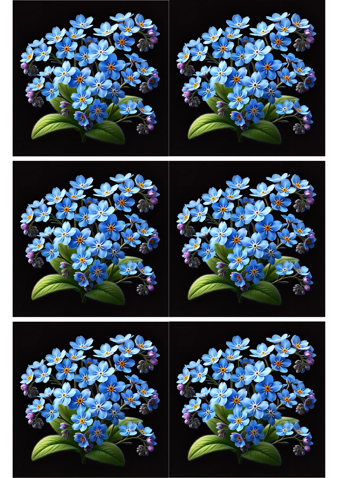 Rice Paper For Decoupage Forget-me-nots 2 Collage, Cat. No. 2176