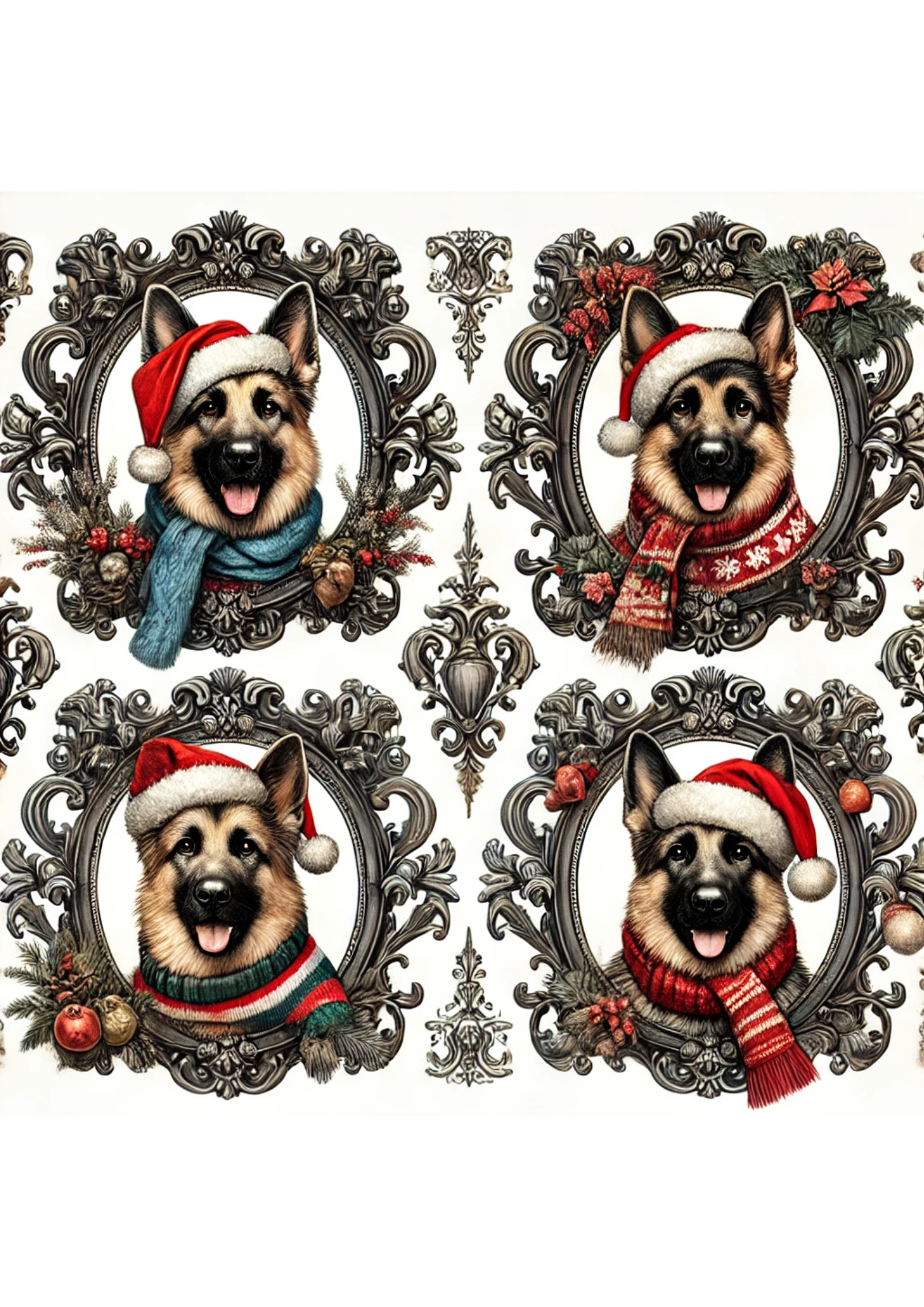 Rice Paper For Decoupage Sheepdog In Baroque Style Full Cat. No. 3088