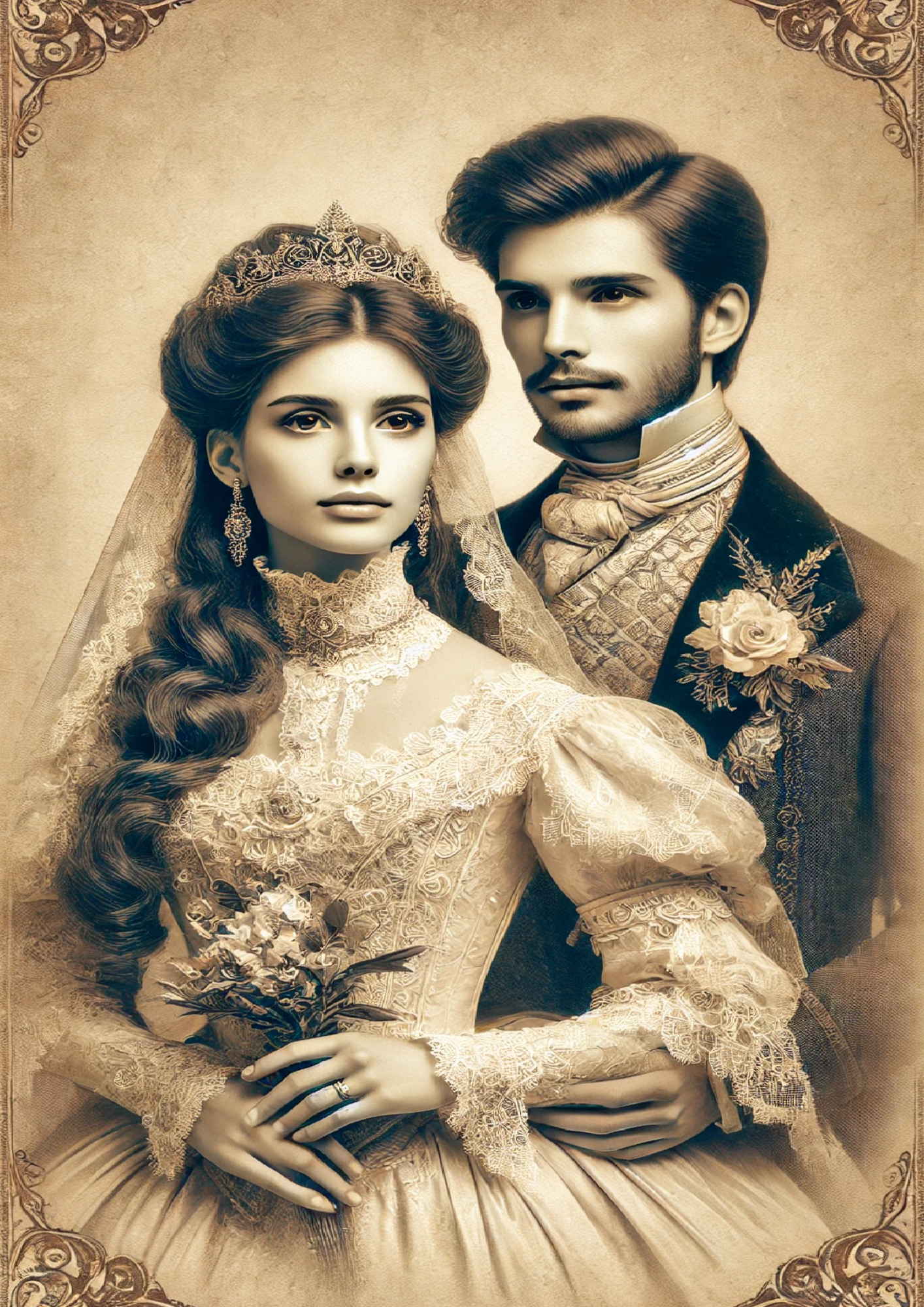 Rice Paper for Decoupage Portrait Bride And Groom In Victorian Style Full Cat. No. 1452