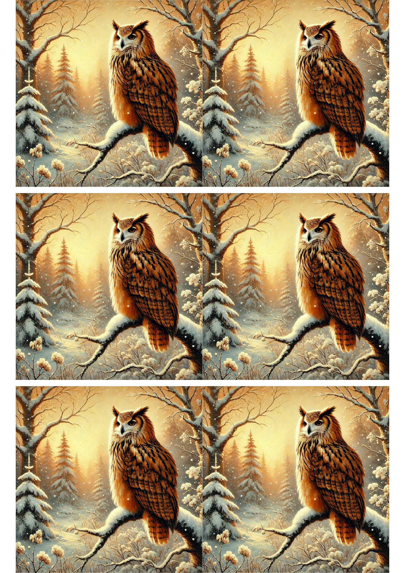 Rice Paper For Decoupage Eagle Owl On A Branch 2 Collage Cat. No. 2769