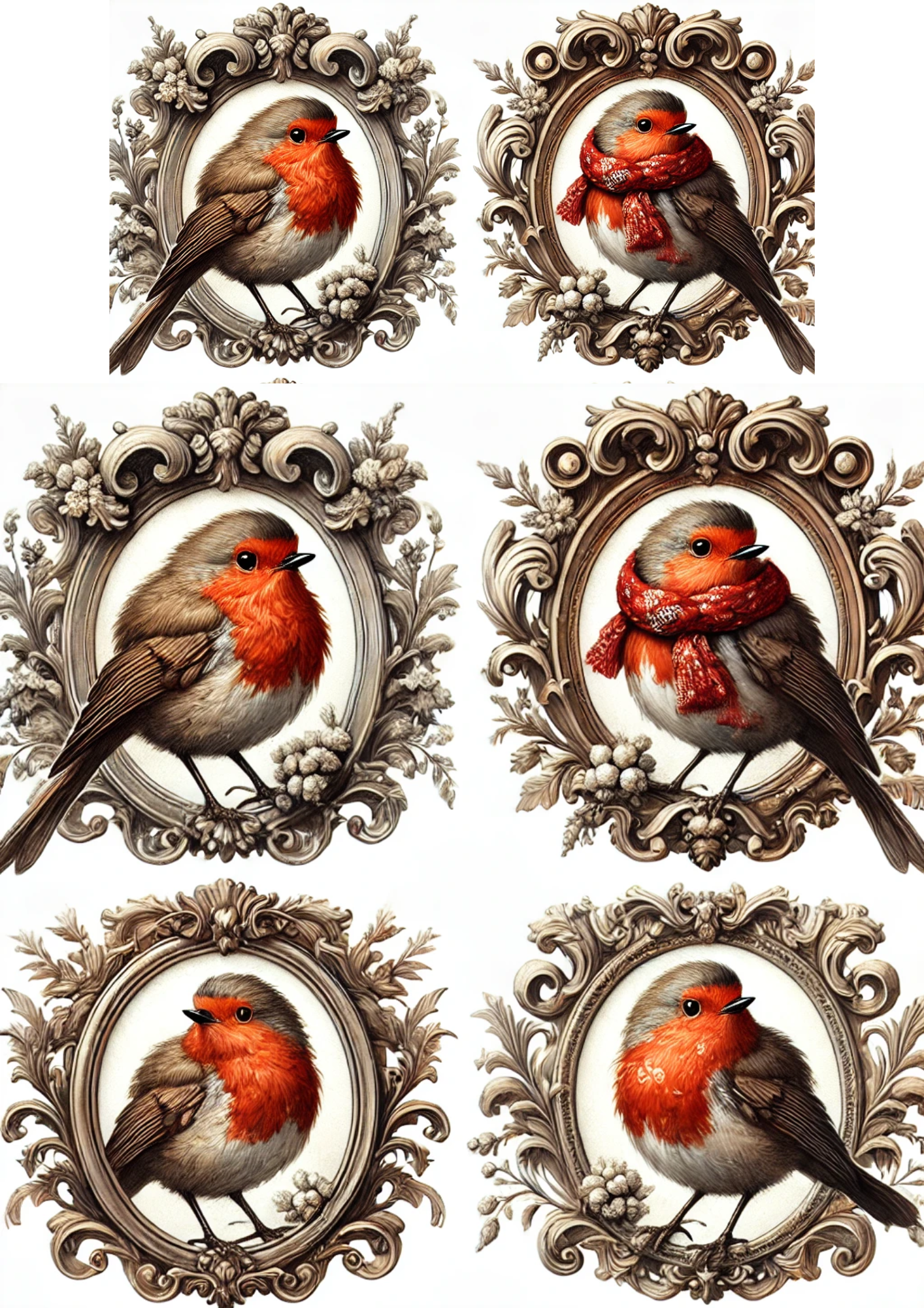 Rice Paper For Decoupage Red Robin Oval Full Cat. No. 3112