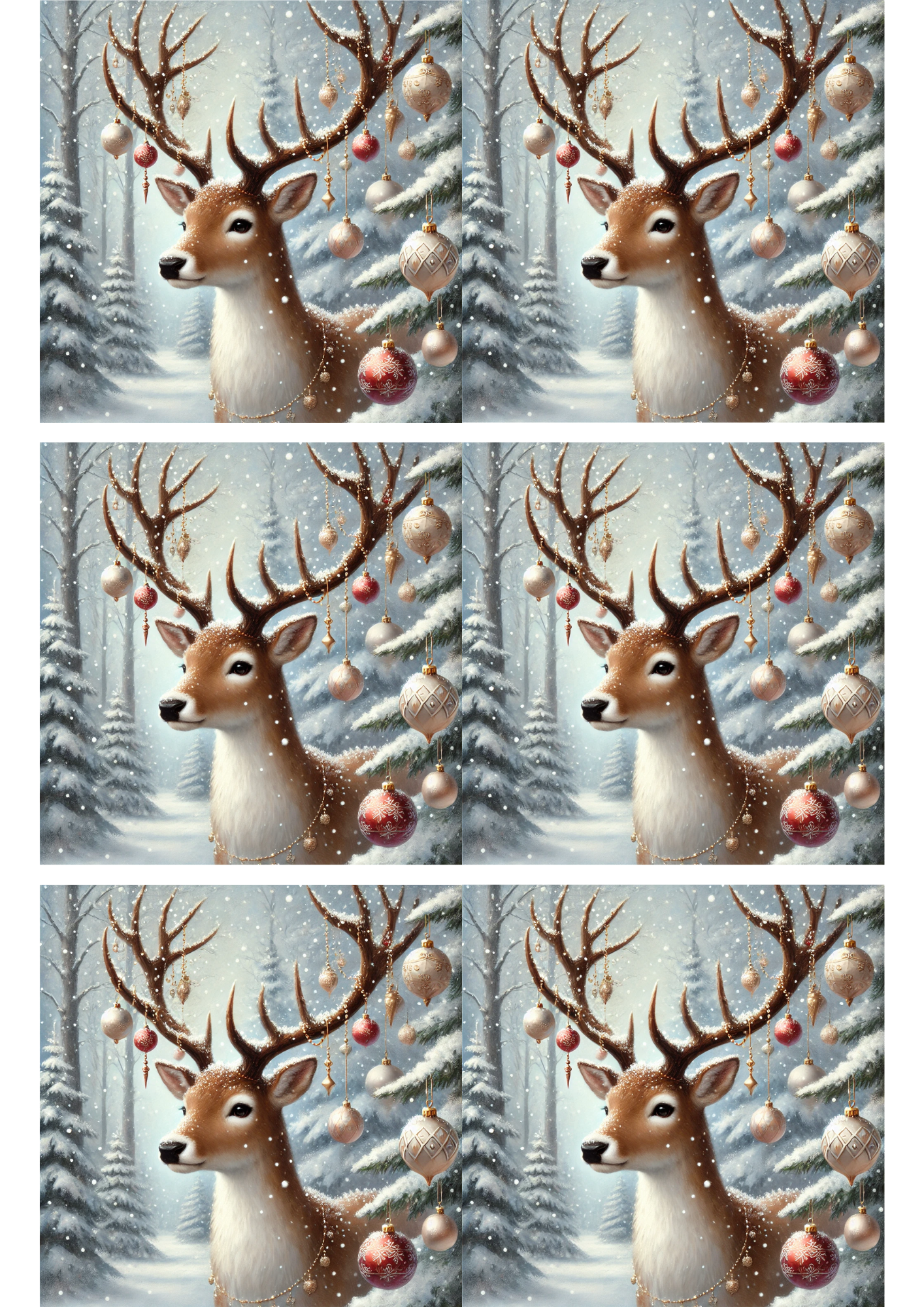 Rice Paper For Decoupage Reindeer Collage Cat. No. 3115