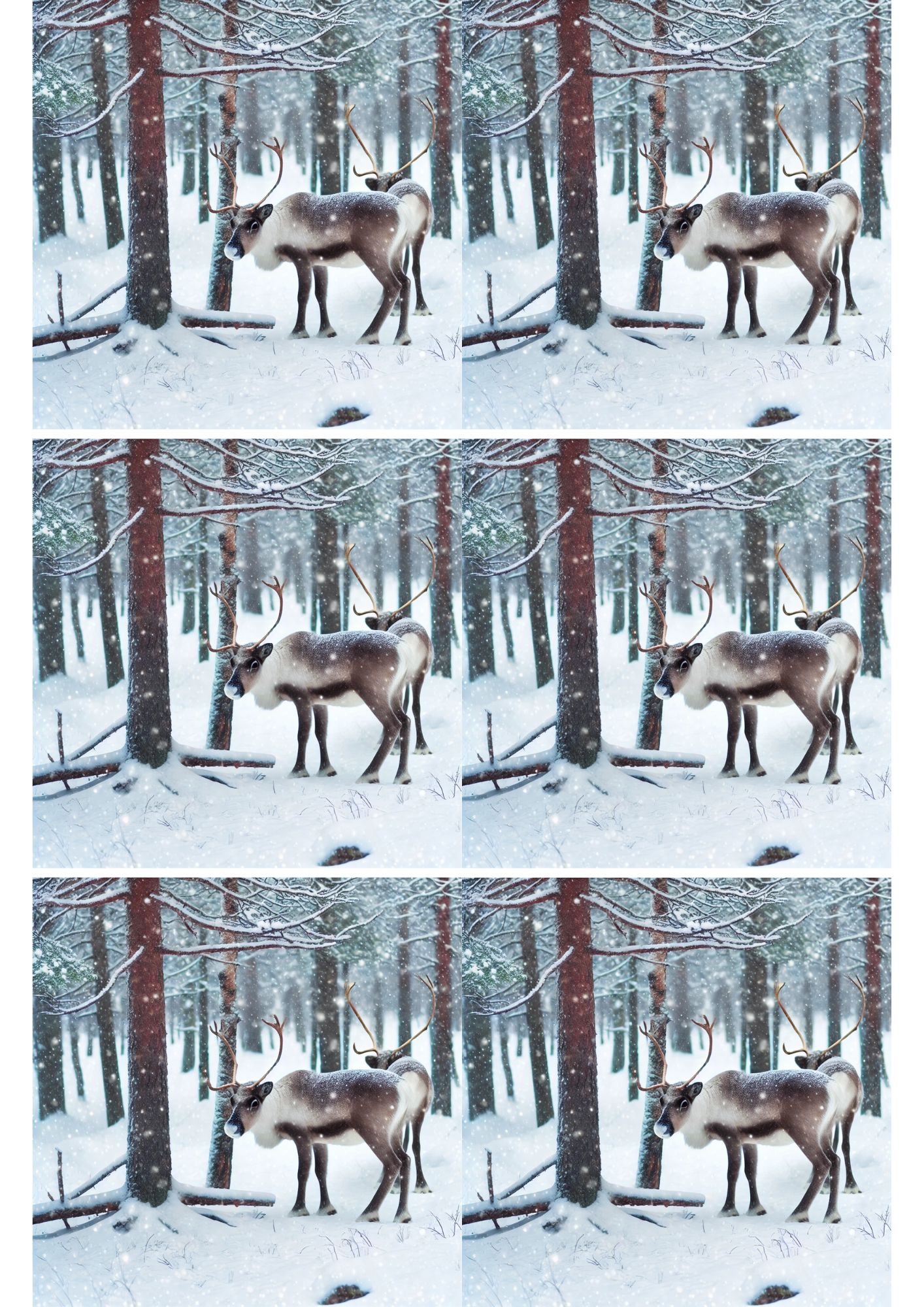Rice Paper For Decoupage Reindeer In Winter Forest 2 Collage Cat. No. 2333