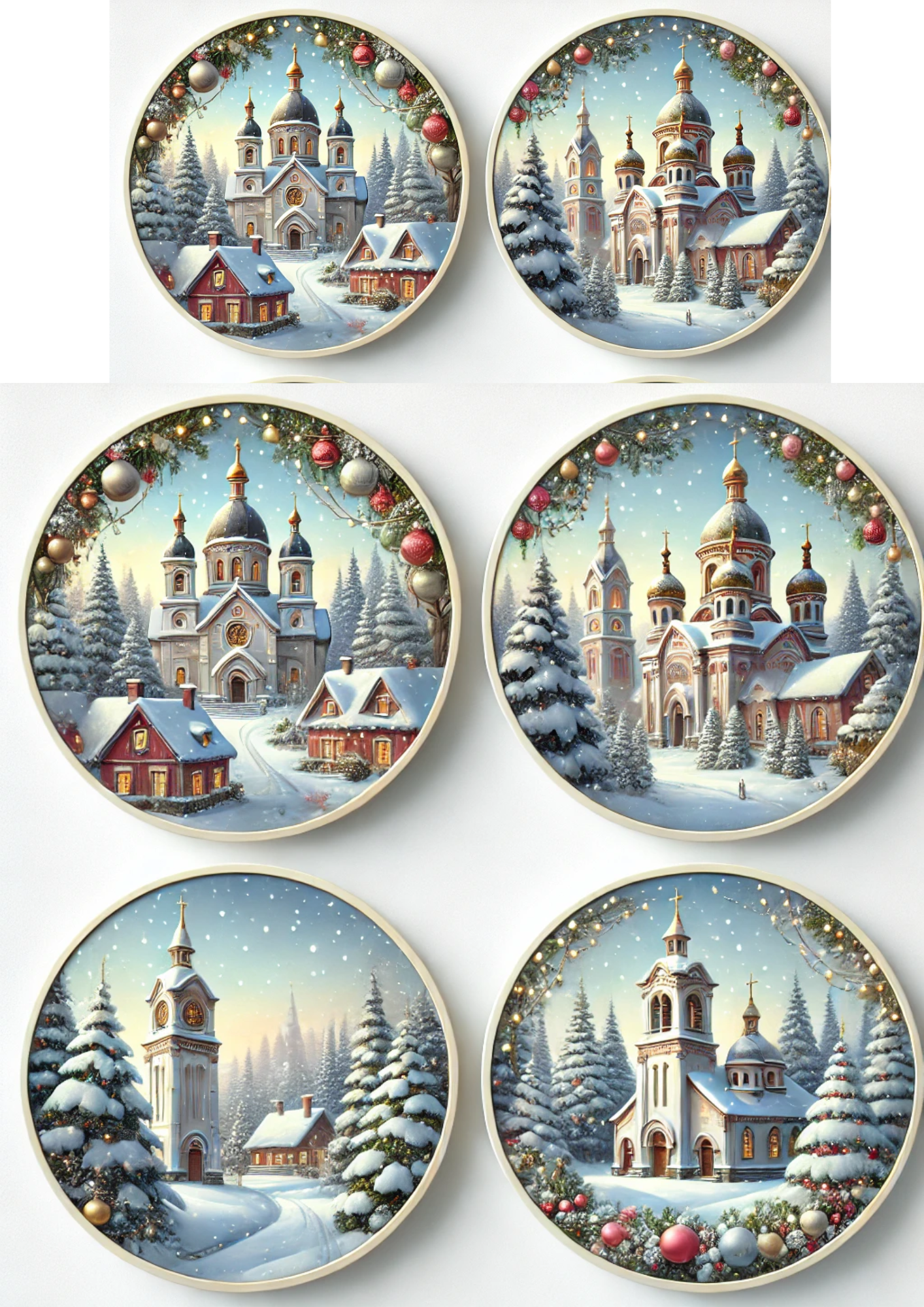 Rice Paper For Decoupage Church In Round Frames Full Cat. No. 3120