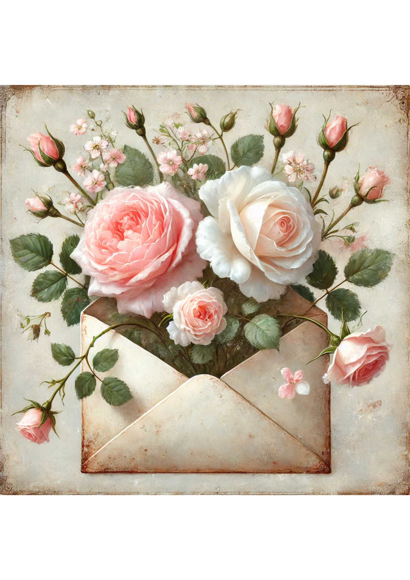 Rice Paper For Decoupage Roses In Envelope Vintage Full Cat. No. 3136