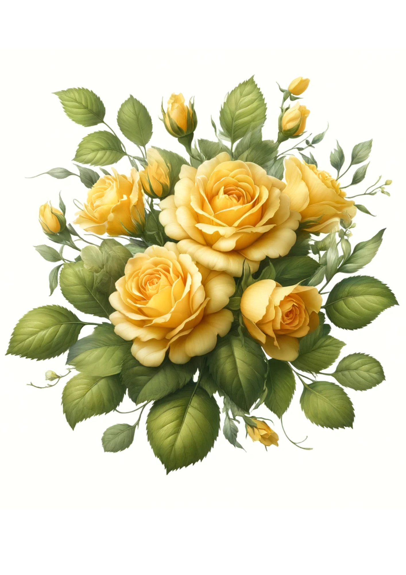 Rice Paper For Decoupage Yellow Roses Full Cat No. 1046