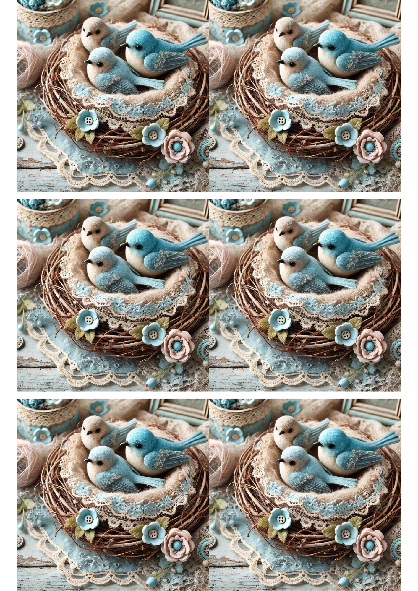 Rice Paper For Decoupage Rustic Bird Ornaments Collage Cat. No. 2377