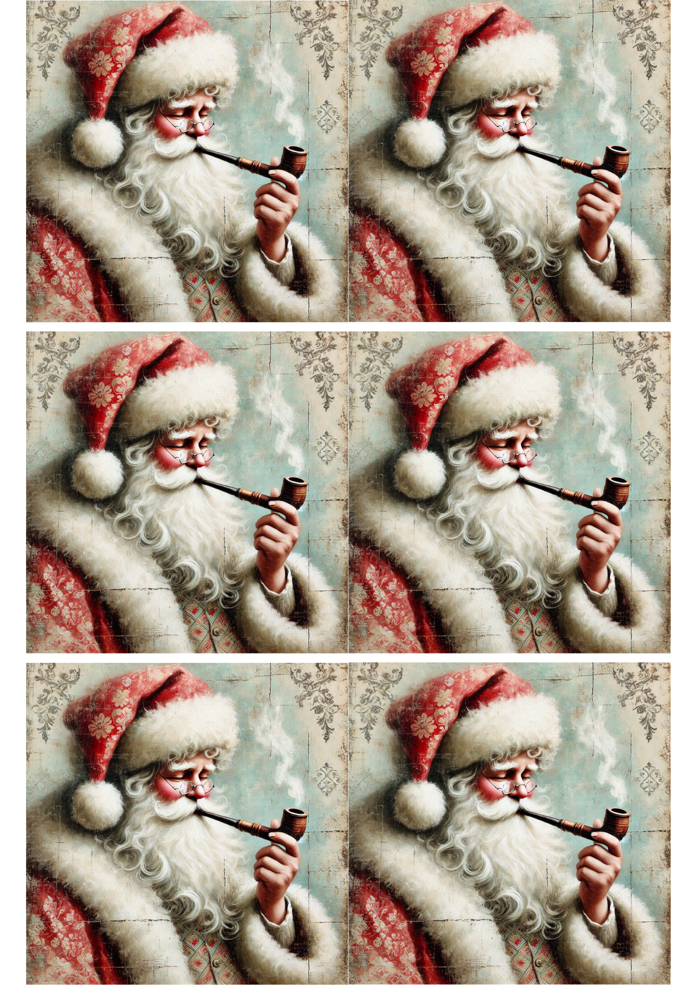 Papel de arroz para decoupage Collage de Papá Noel con pipa Cat. No. 2413