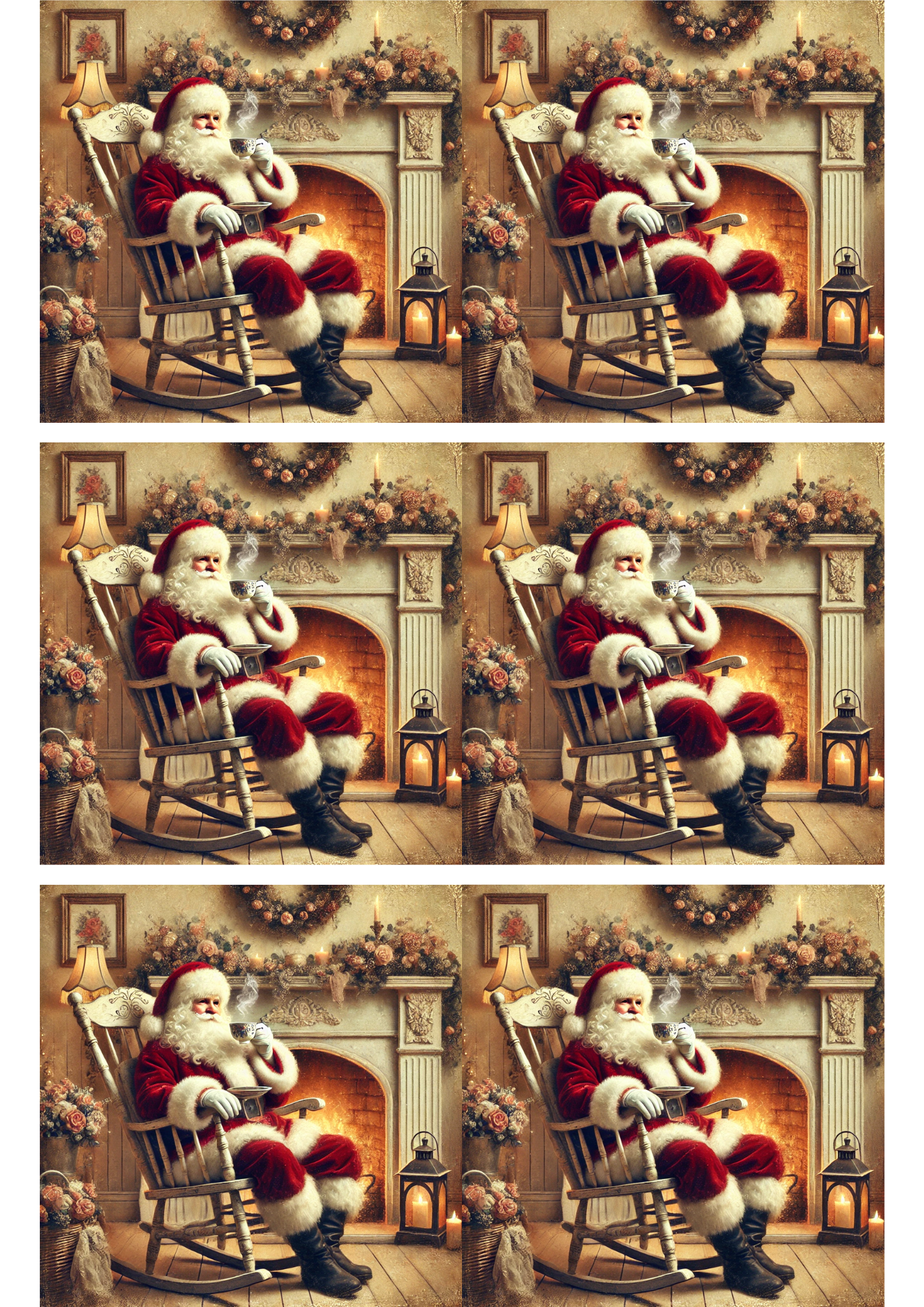 Rice Paper For Decoupage Santa Claus Drinks Tea Collage Cat. No. 2891