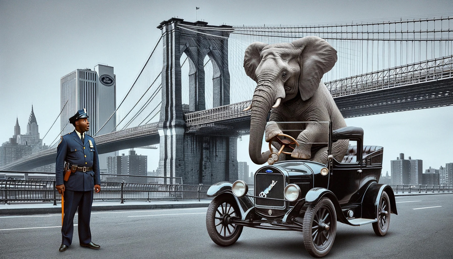 Papel de arroz para decoupage Elefante conduciendo un coche en Manhattan Cat. No. 23