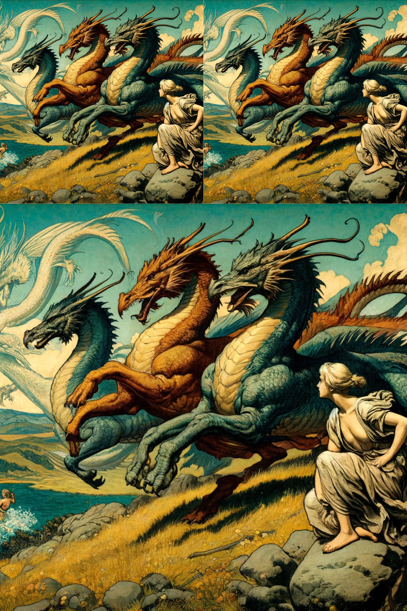 Papier de riz pour découpage Dragons au galop, Cat. No. 326