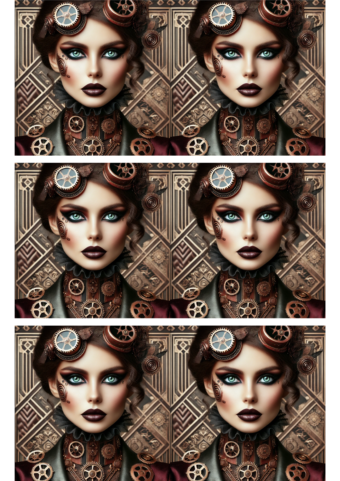 Rice Paper For Decoupage Steampunk Woman Collage Cat. No. 3159