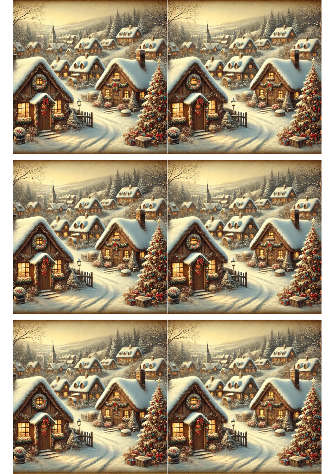 Collage de casas navideñas con papel de arroz para decoupage Cat. No. 2507