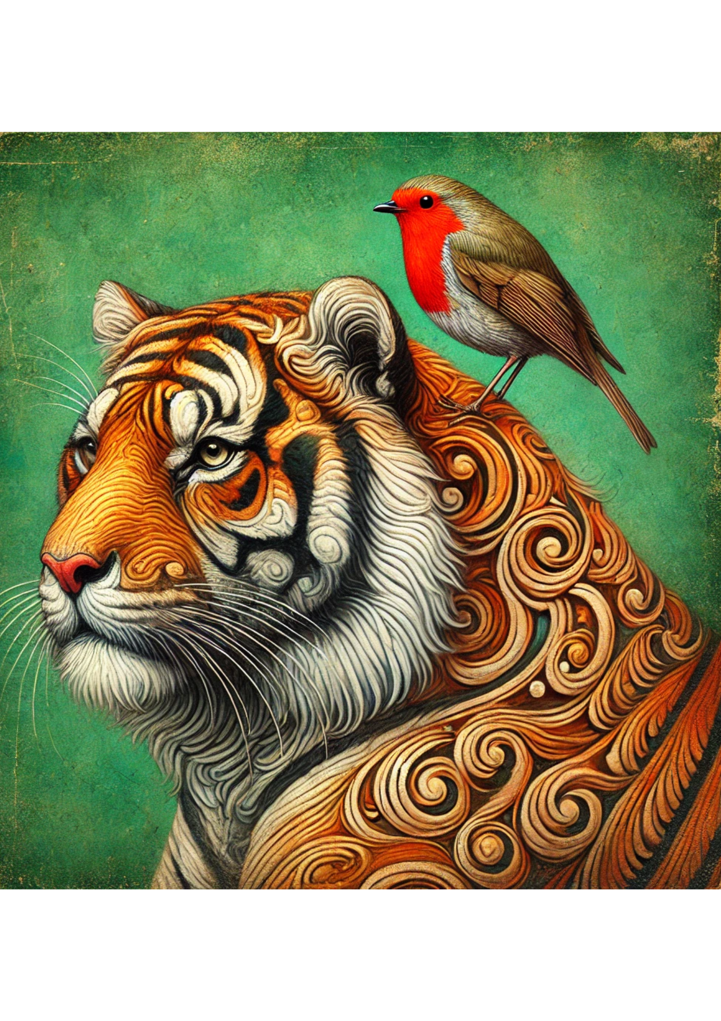 Rice Paper For Decoupage Tiger and Red Robin Full Cat. No. 2542
