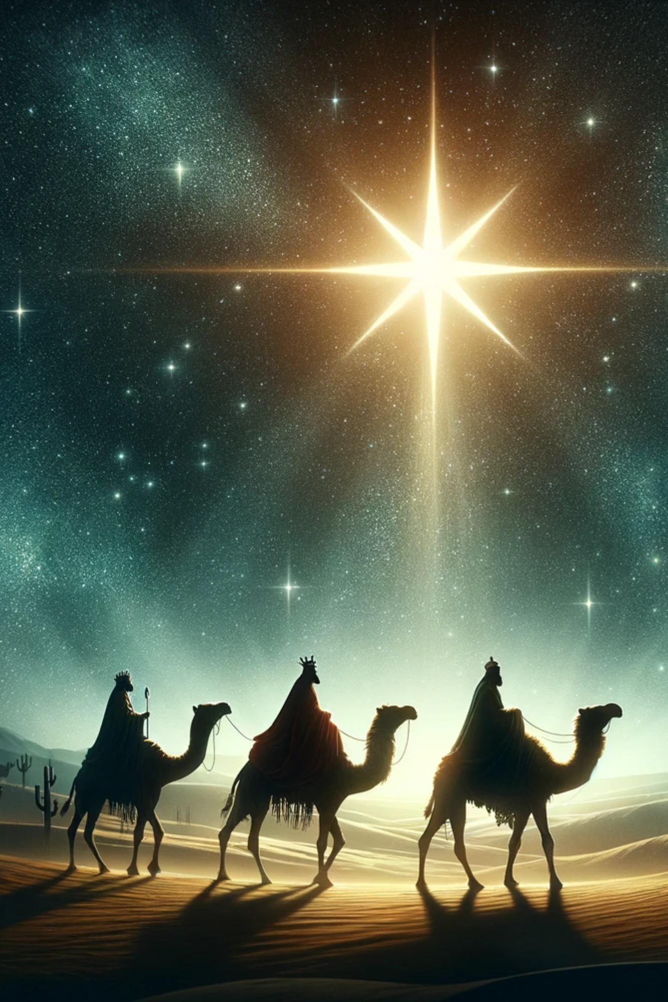 Rice Paper For Decoupage Three Kings and Star of Bethlehem Full Cat No. 872