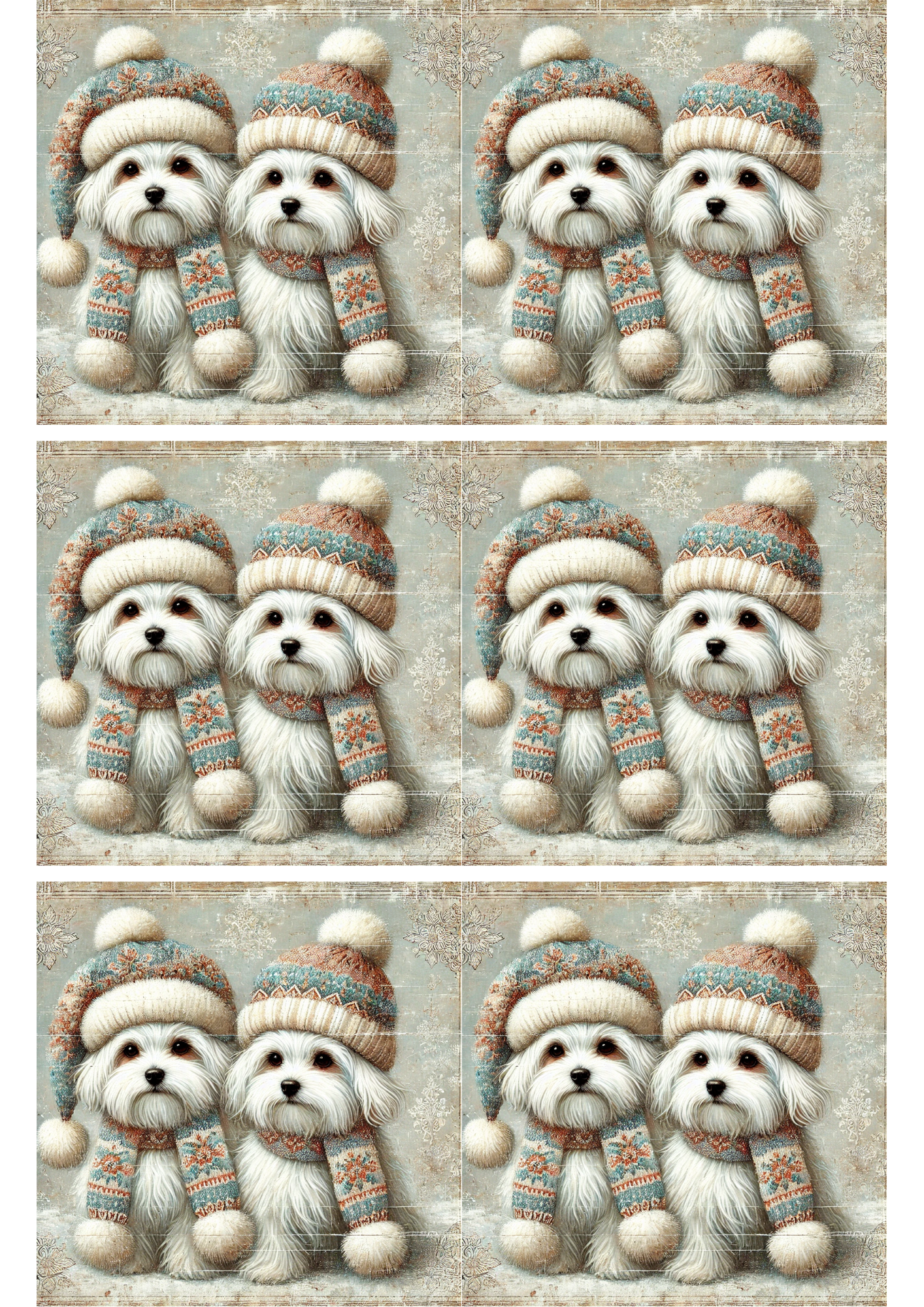 Rice Paper For Decoupage Two Maltese Shabby Chic Collage Cat. No. 2555