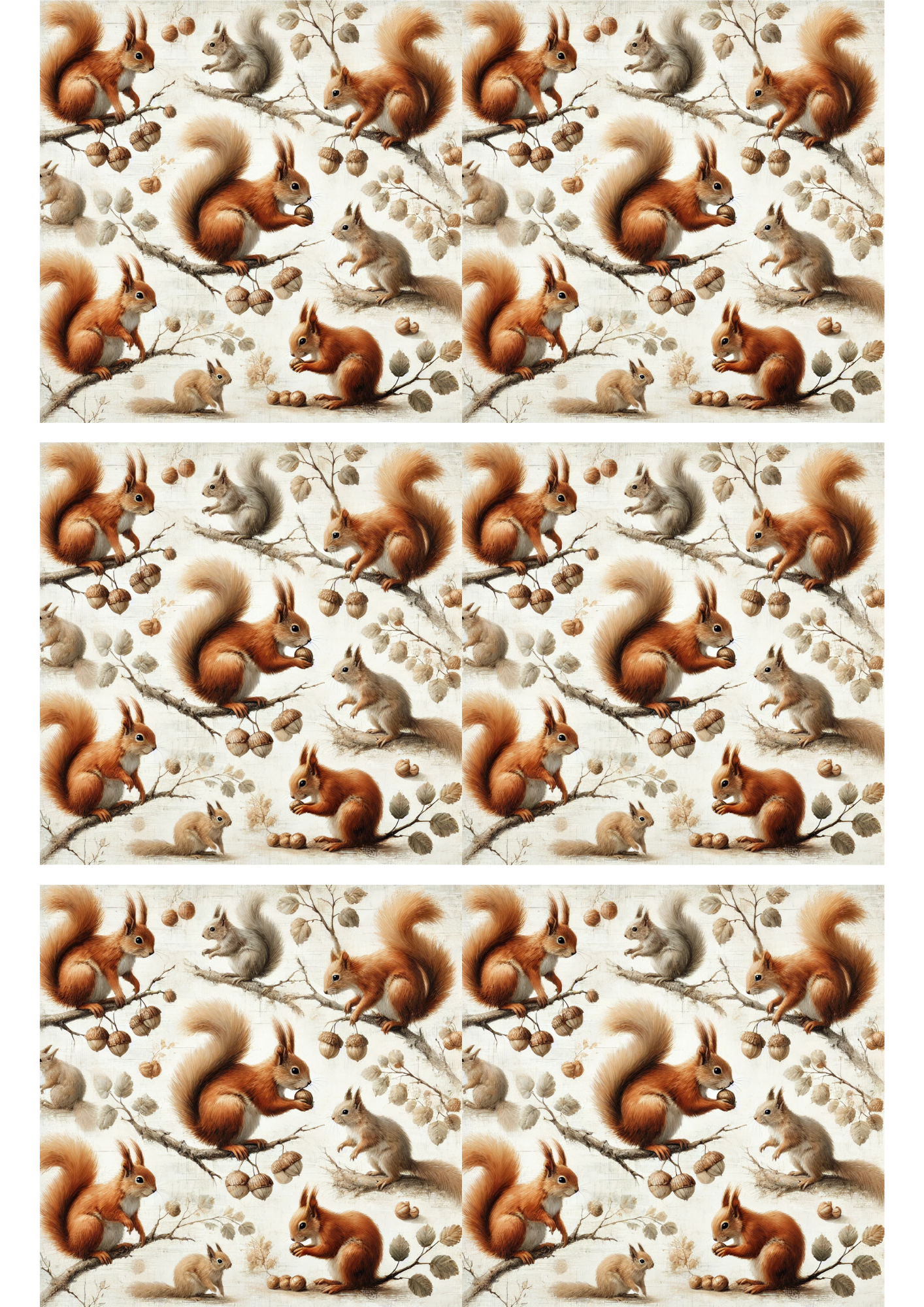Rice Paper For Decoupage Squirrels Collage Cat. No. 3177