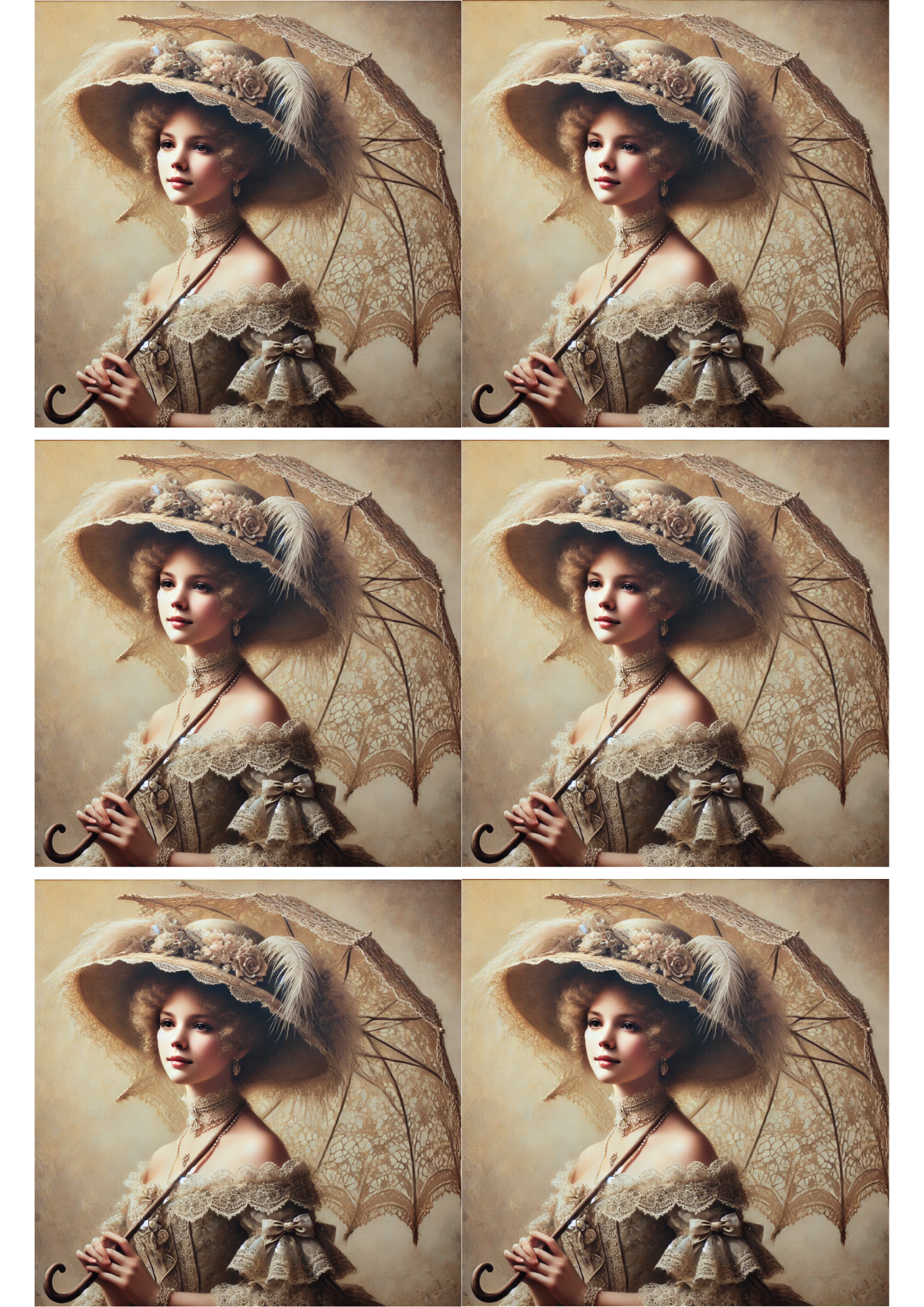 Papier de riz pour découpage Collage de femme victorienne Cat. N° 2655