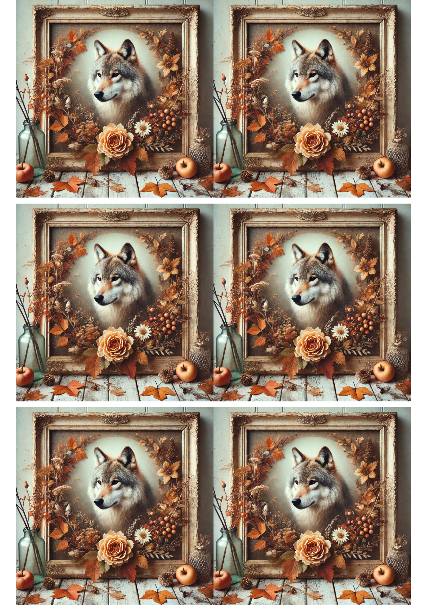 Reispapier für Decoupage Wolf im Herbst Collage Kat. Nr. 2661