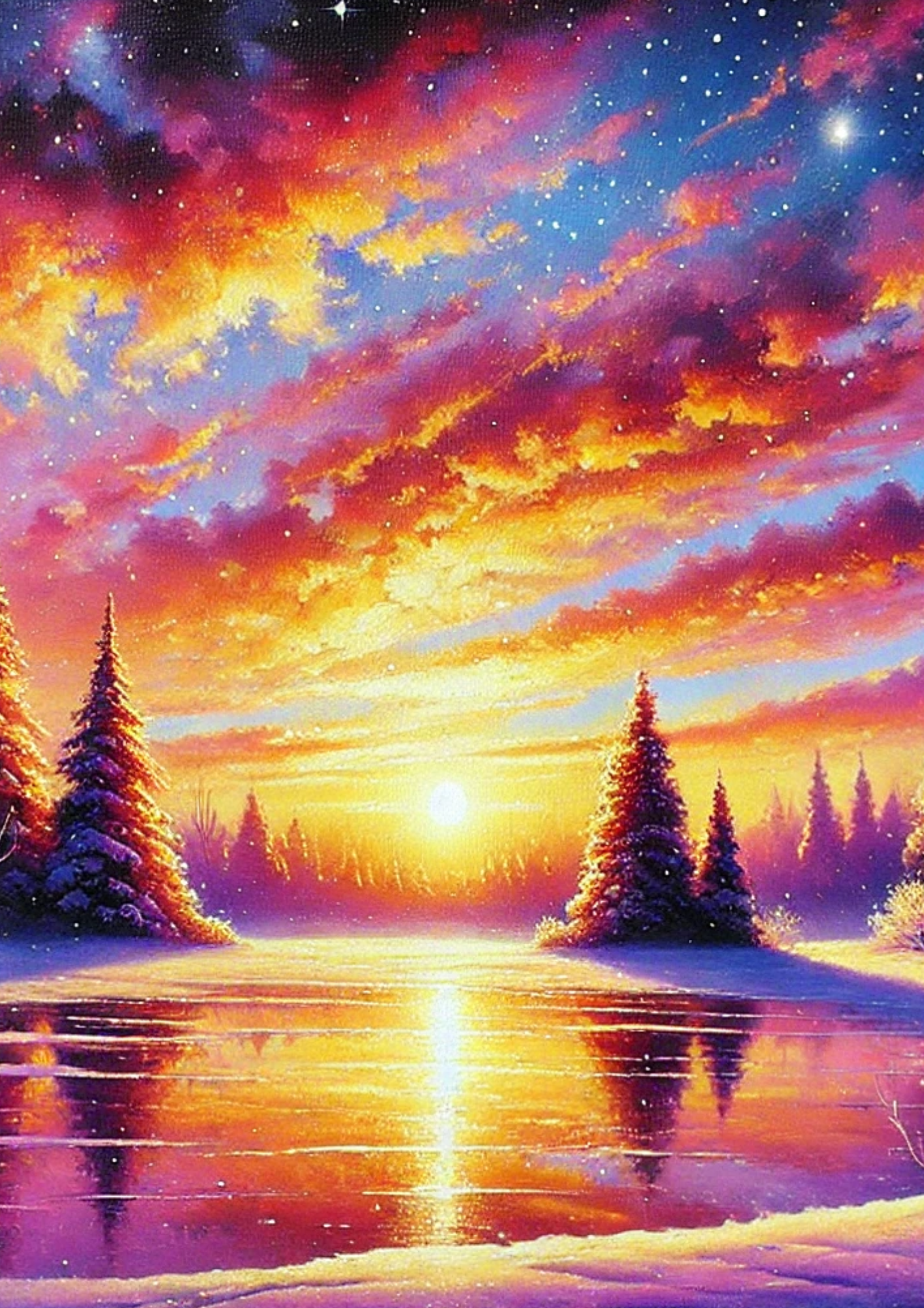 Rice Paper For Decoupage Winter Sunset Full Cat. No. 2680