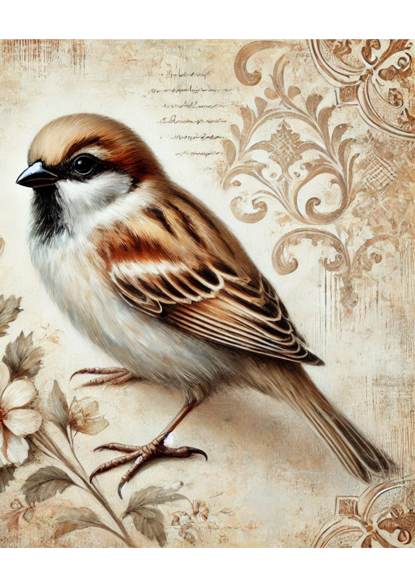 Reispapier für Decoupage Sparrow Shabby Chic Full Kat. Nr. 2694