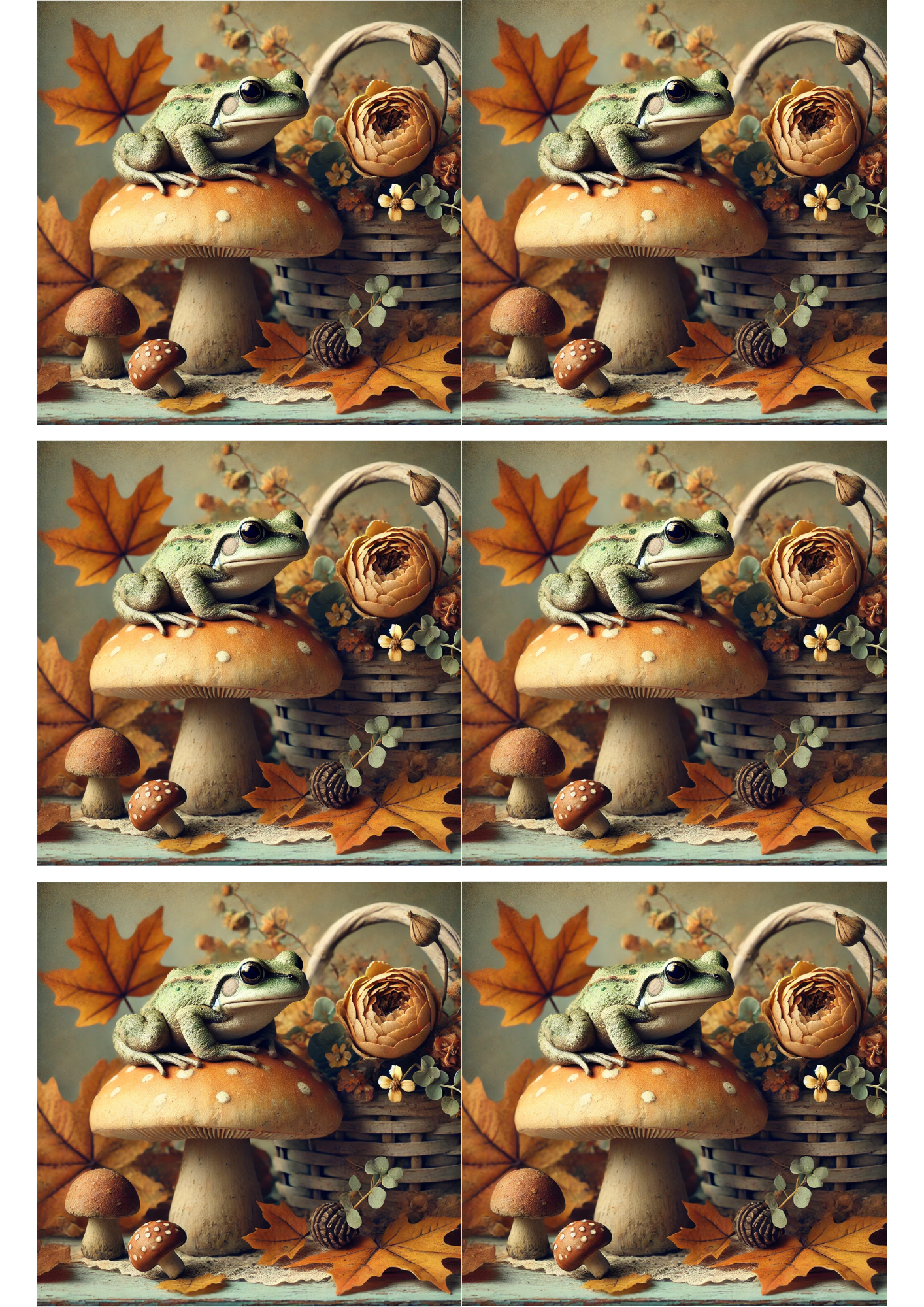Rice Paper For Decoupage Frog in Autumn Collage Cat. No. 2719