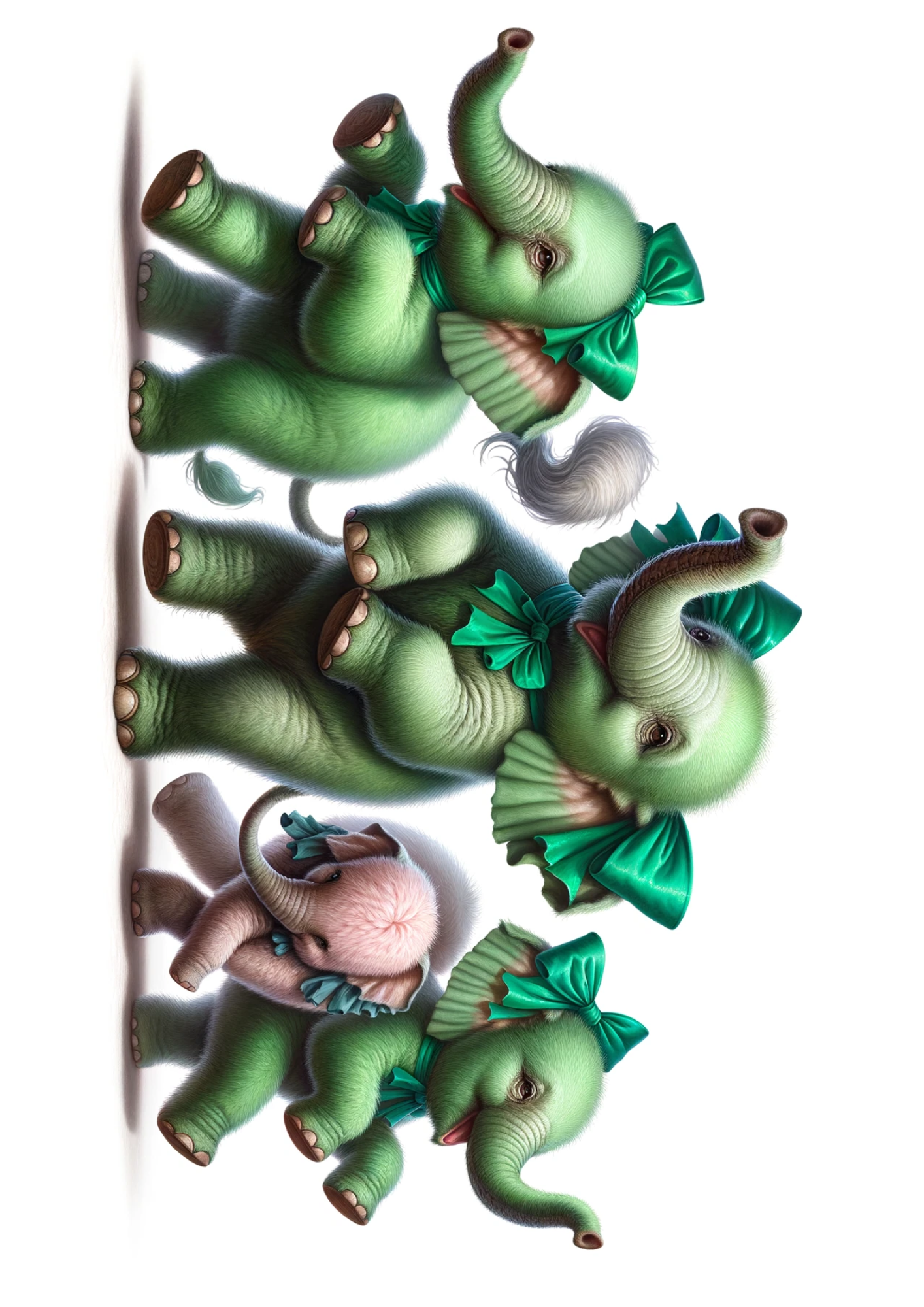 Rice Paper For Decoupage Green Dancing Elephants 2 Full Cat. No. 492