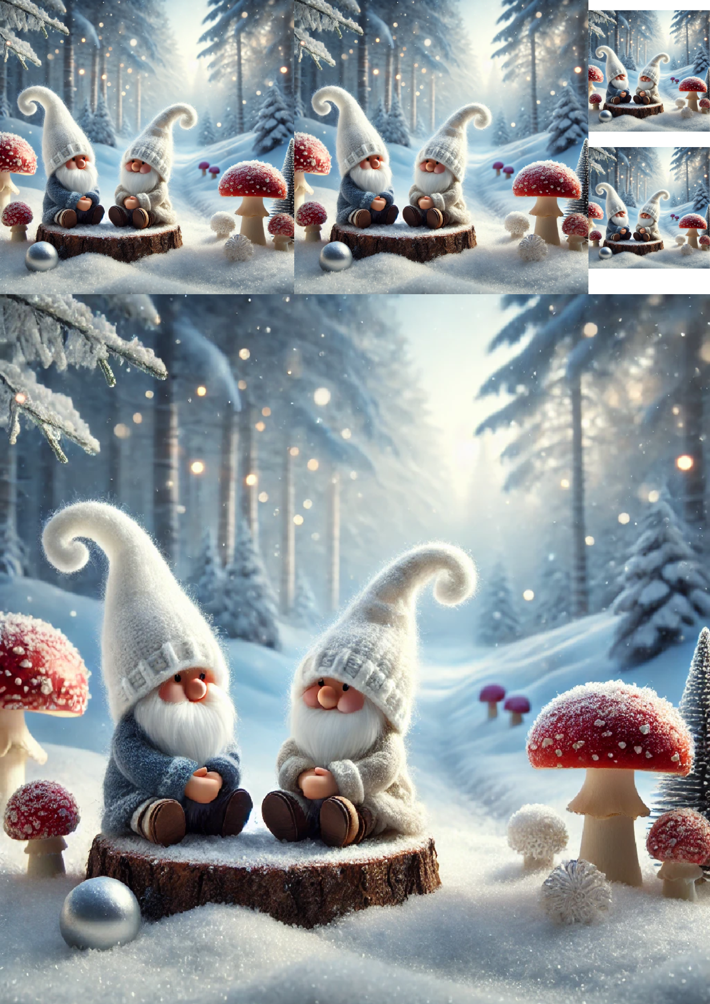 Rice Paper for Decoupage Gnomes In Snow Collage Cat. No. 1487