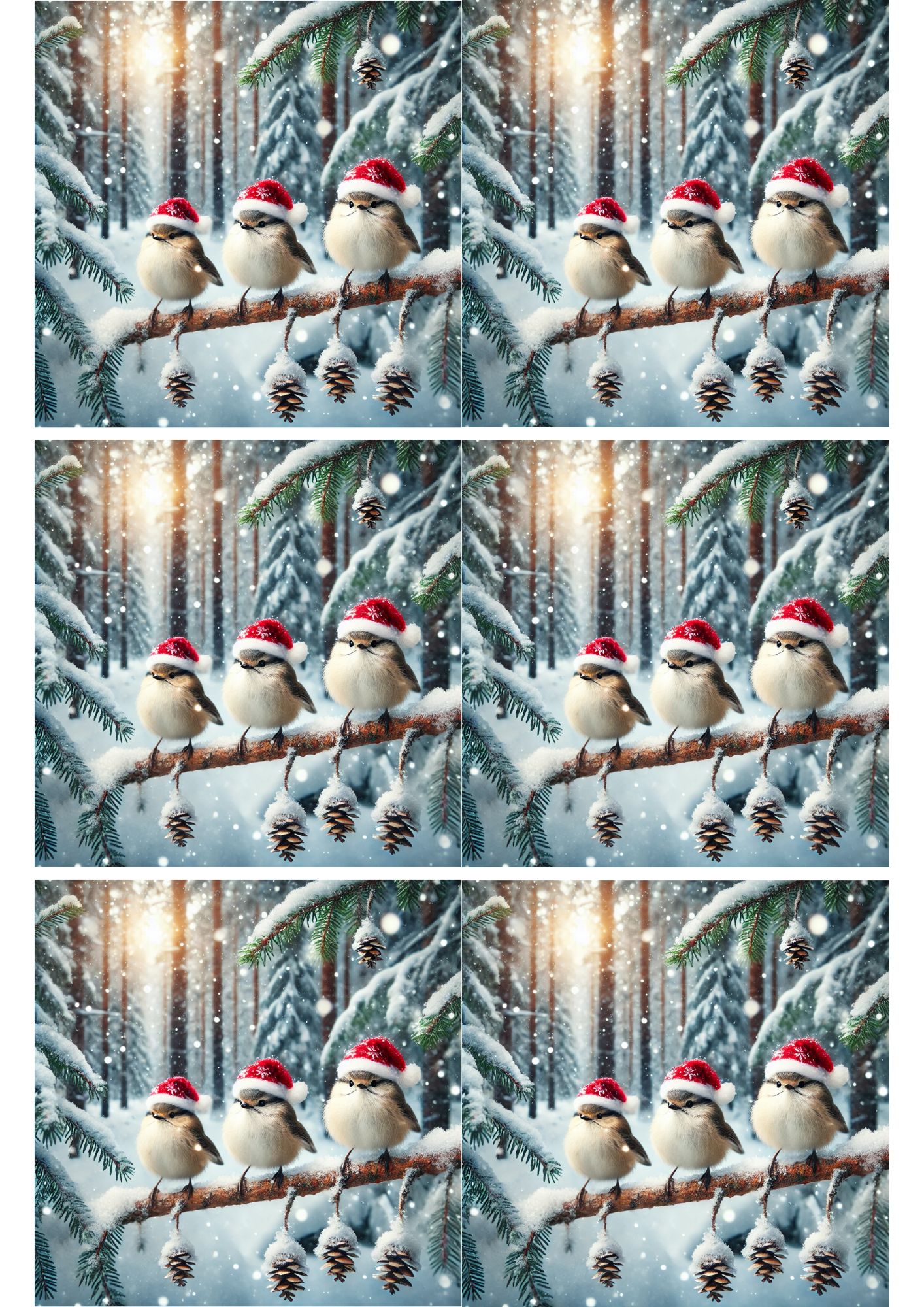 Rice Paper For Decoupage Winter Bird Trio Collage Cat. No. 2739