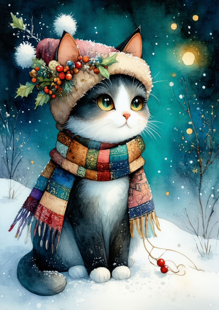 Rice Paper For Decoupage Winter Magic Cat Full Cat. No. 10020