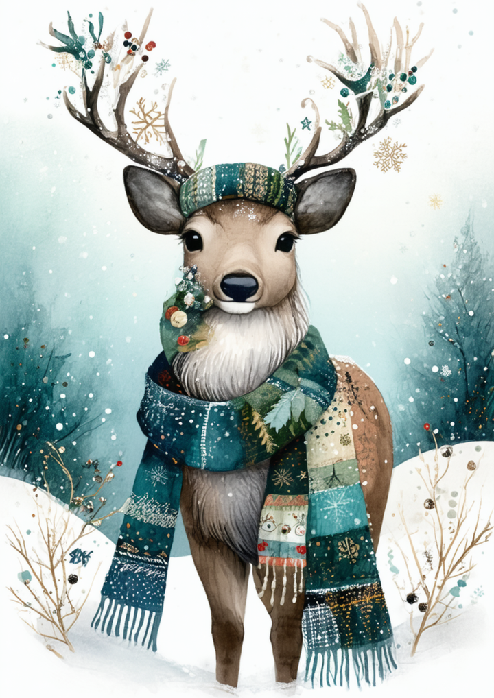 Rice Paper For Decoupage Winter Magic Deer Full Cat. No. 10023