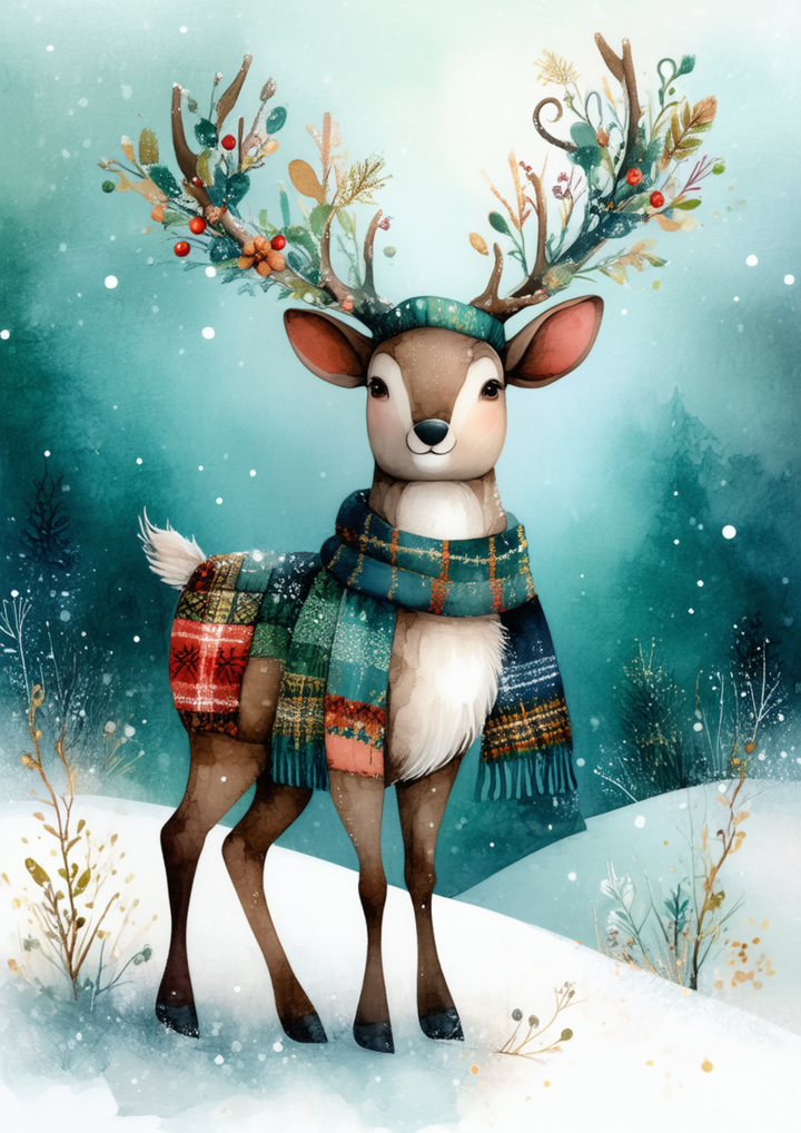 Rice Paper For Decoupage Winter Magic Deer Full Cat. No. 10024