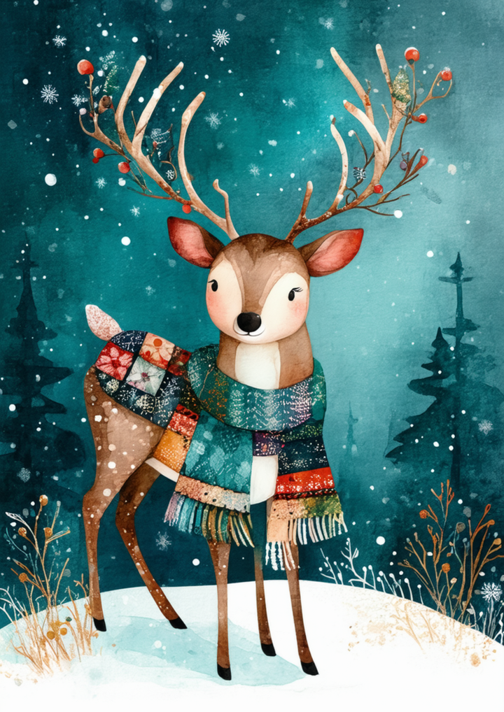 Rice Paper For Decoupage Winter Magic Deer Full Cat. No. 10025