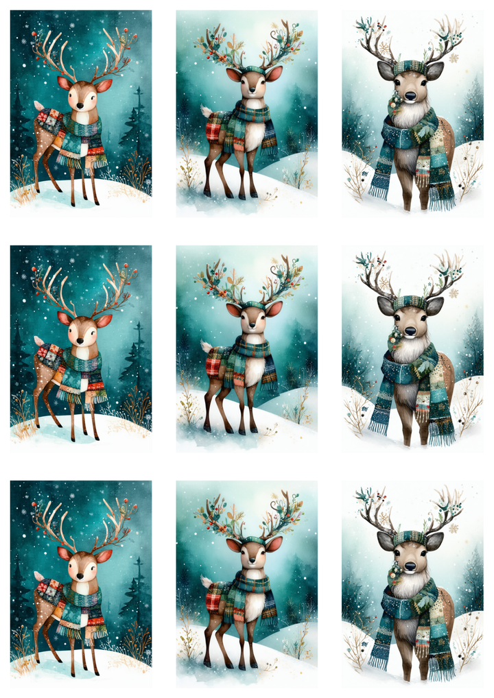 Rice Paper For Decoupage Winter Magic Deer Collage Cat. No. 10026