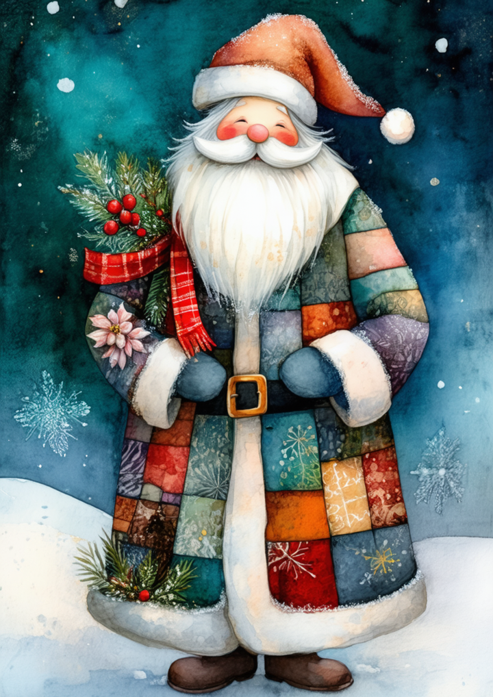 Rice Paper For Decoupage Patchwork Santa Full Cat. No. 10027
