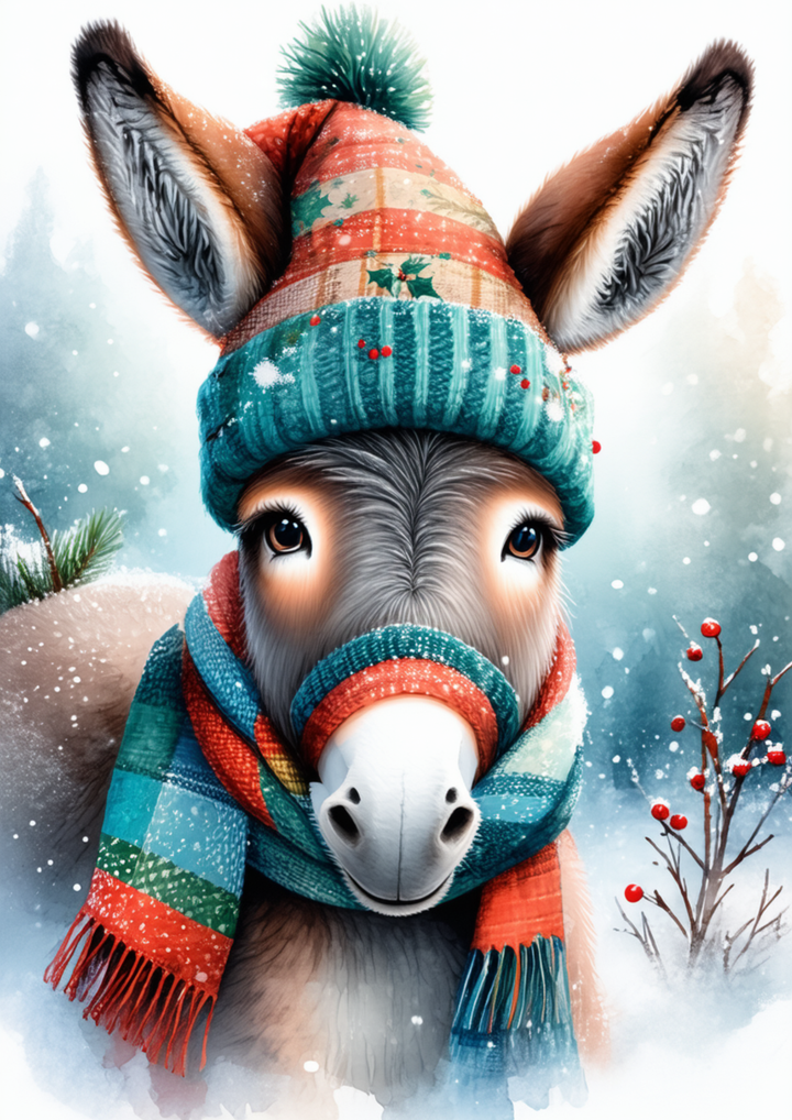 Rice Paper For Decoupage  Christmas Patchwork Donkey Full Cat. No. 10081