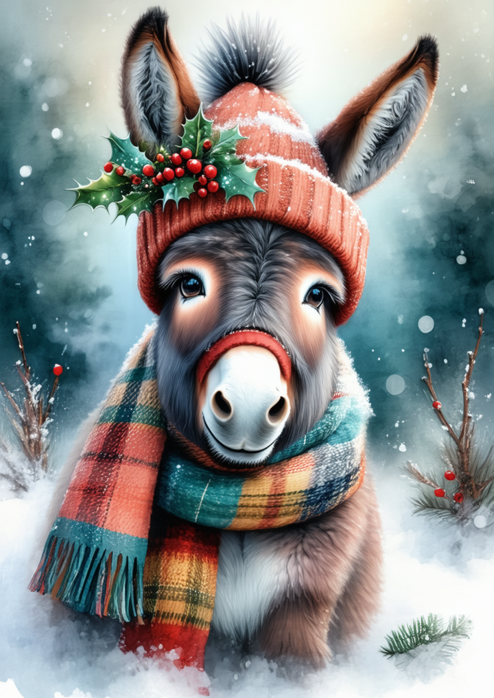 Rice Paper For Decoupage  Christmas Patchwork Donkey Full Cat. No. 10082