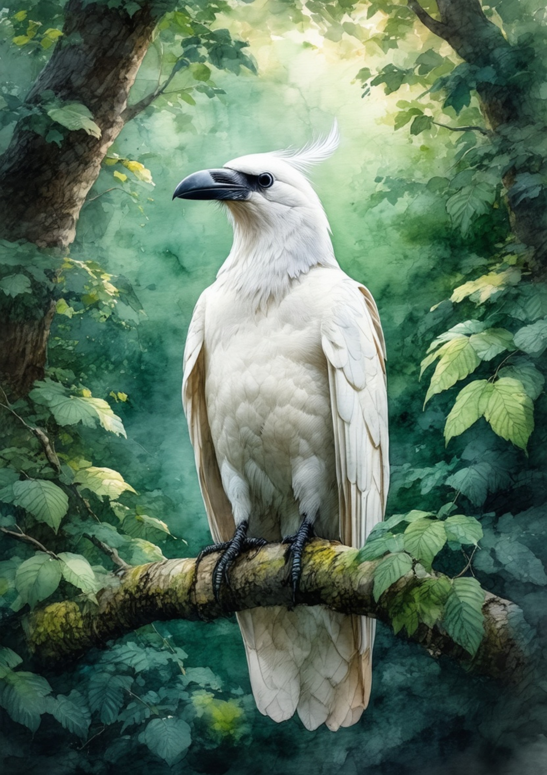 Rice Paper For Decoupage White Raven in the Forest Full Cat. No. 10091