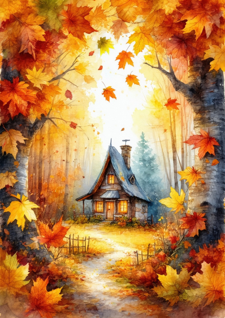 Rice Paper For Decoupage Autumn Secret Little House Full Cat. No. 10092