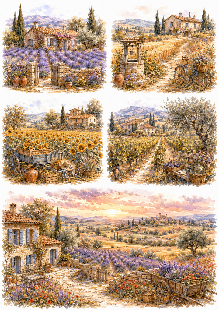 Rice Paper For Decoupage Beautiful Provence Collage Cat. No. 10115