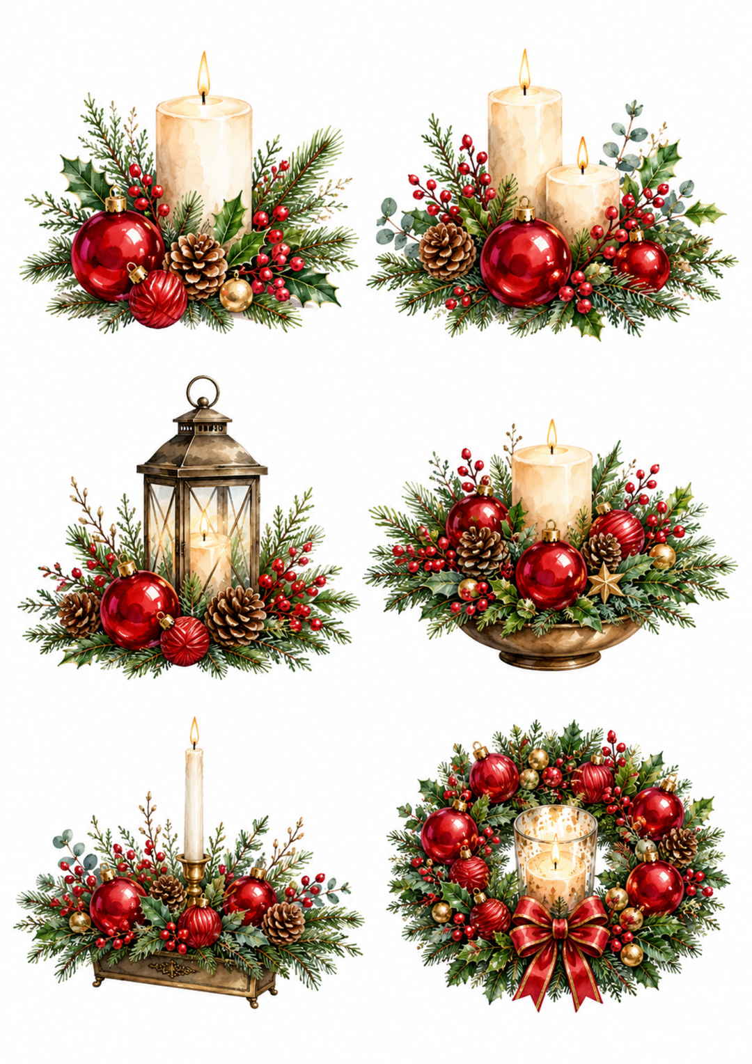 Rice Paper For Decoupage Christmas Lantern Collage Cat. No. 10148