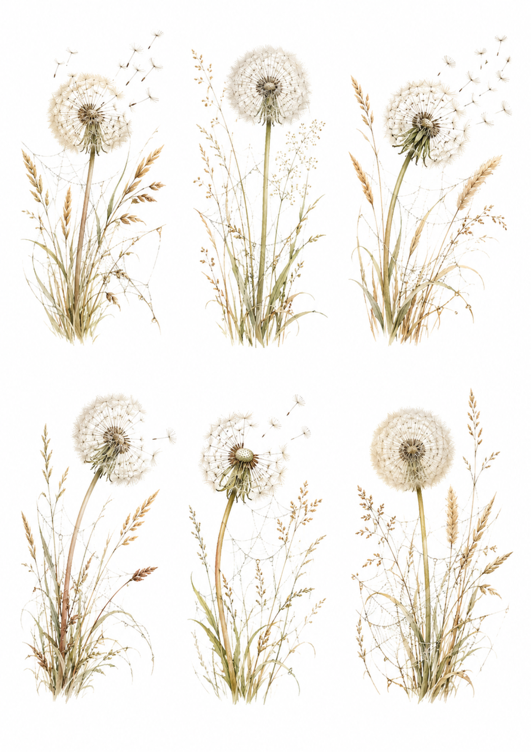 Rice Paper For Decoupage Dandelion Clock Collage Cat. No. 10157