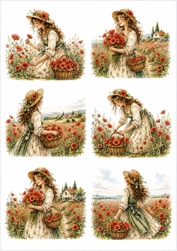 Reispapier für Decoupage, Blumenhintergrund, vollständig, Kat. Nr. 4809