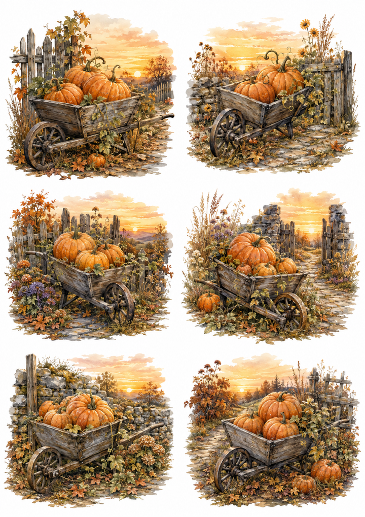 Rice Paper For Decoupage Halloween Pumpkins Collage  Cat. No. 10182