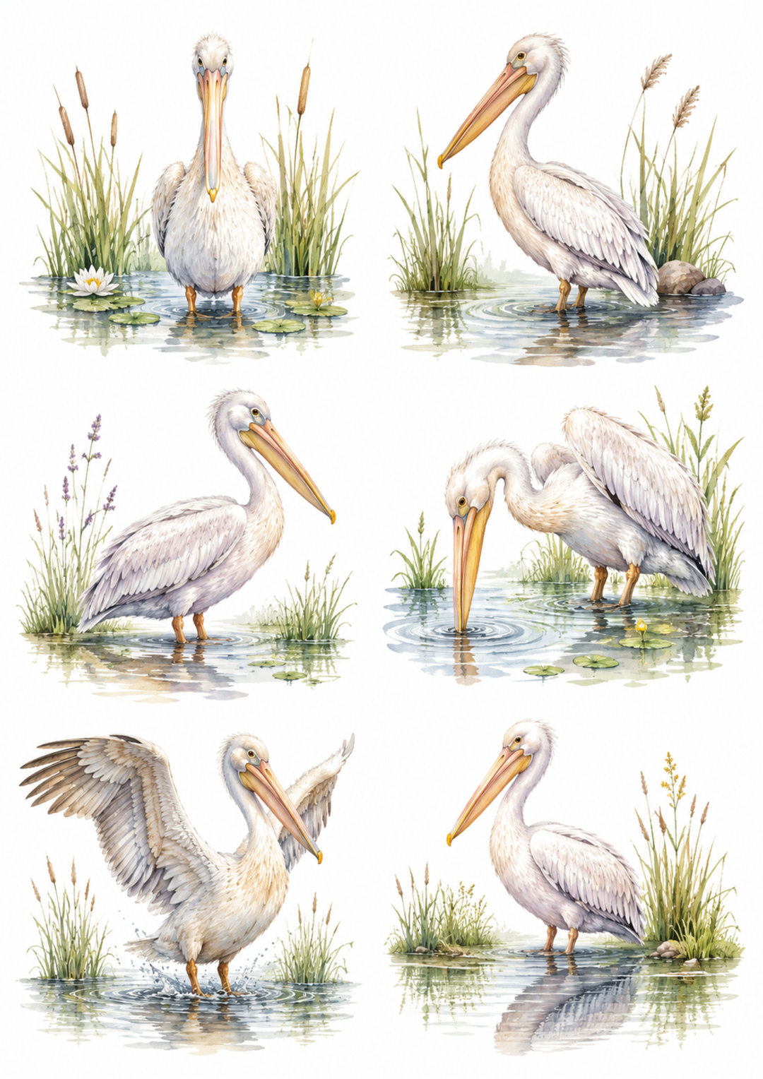 Rice Paper For Decoupage Pelican on the Water Collage  Cat. No. 10187