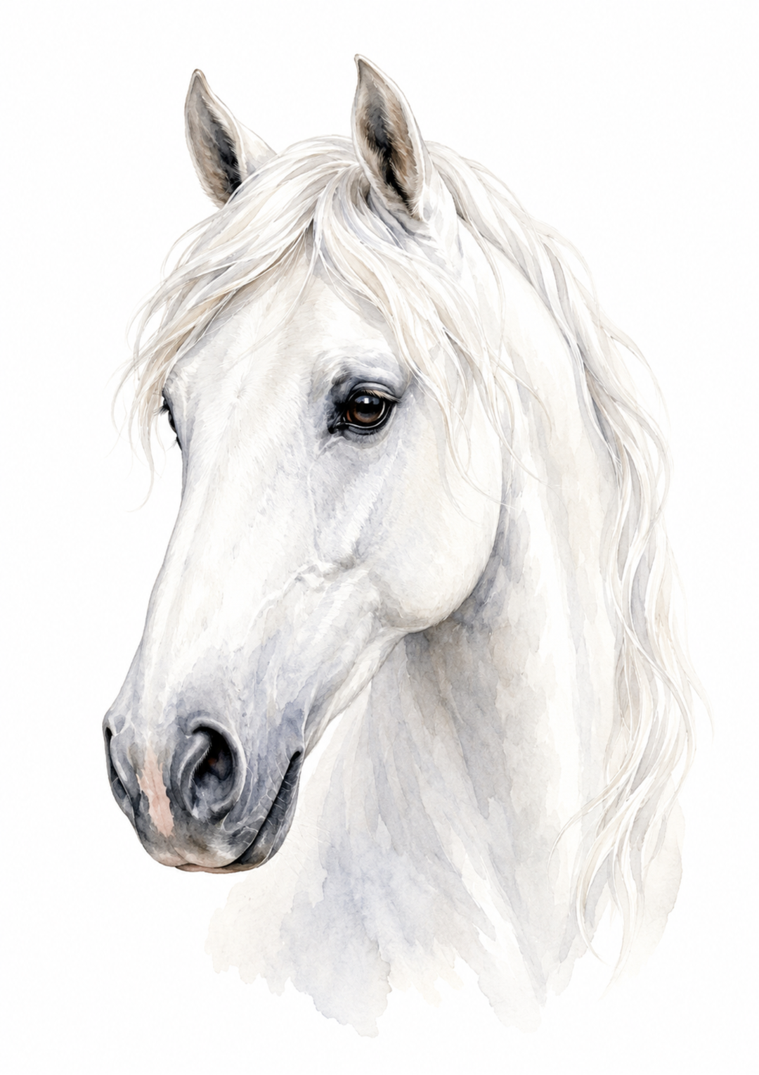 Rice Paper For Decoupage White Horse Portrait Full  Cat. No. 10188