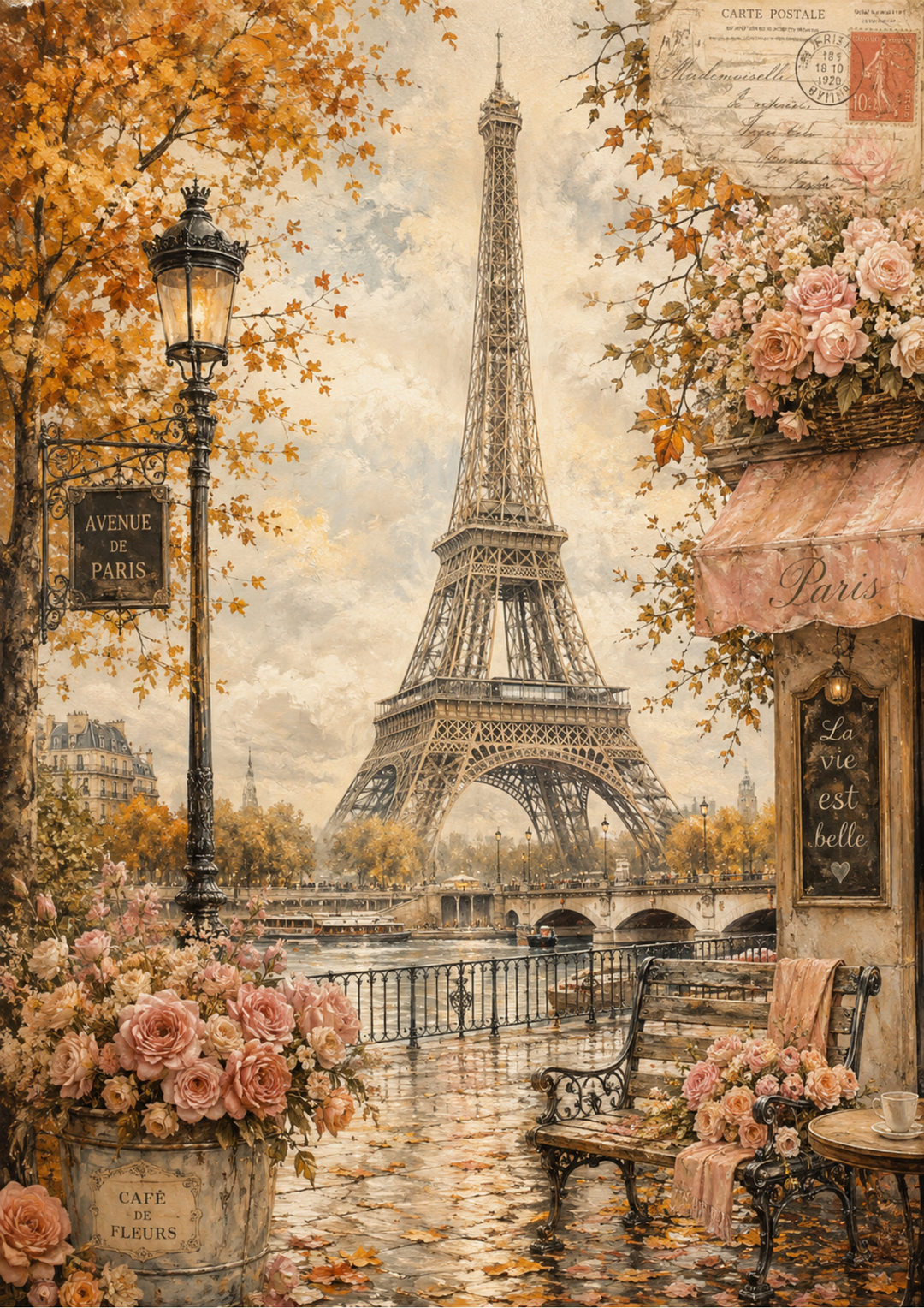 Rice Paper For Decoupage Autumn in the Paris Full Cat. No. 10195