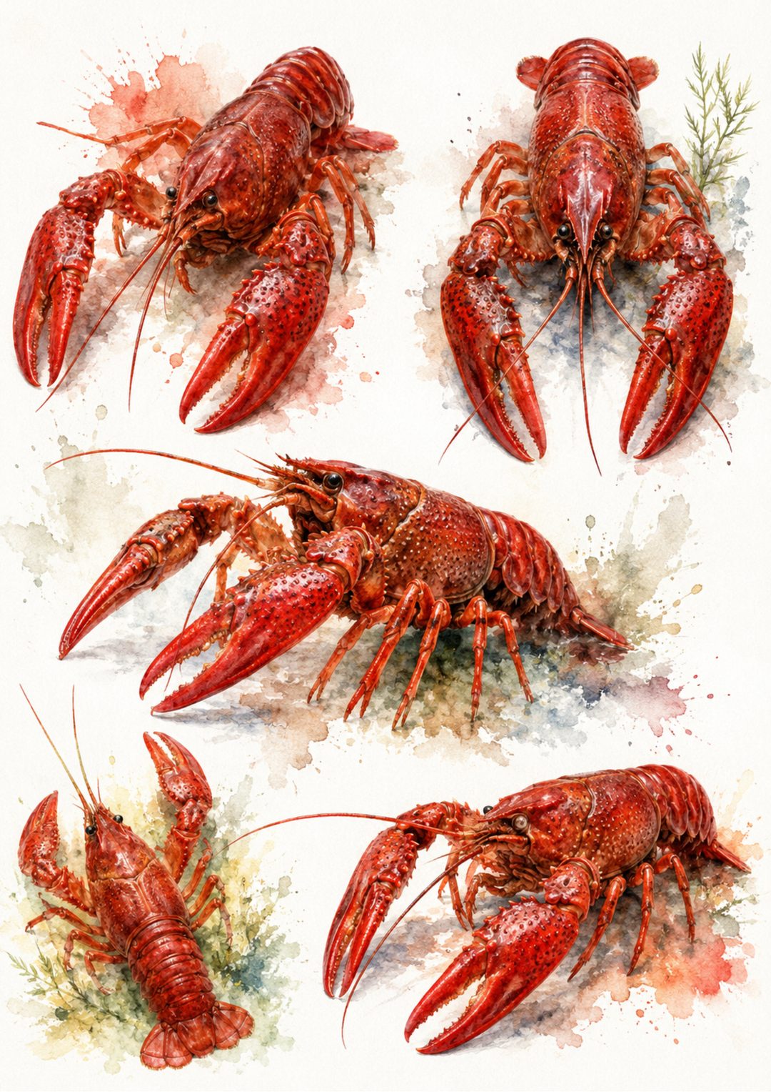 Rice Paper For Decoupage Red Crayfish Collage Cat. No. 10199